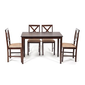 Обеденный комплект Хадсон (стол + 4 стула) id 13691 cappuccino (темный орех) арт.13691 в Саранске